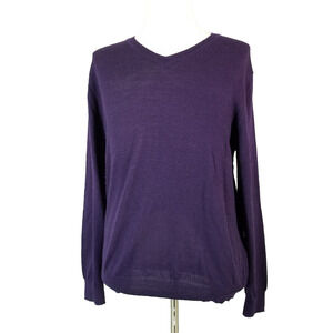 Kenneth Roberts sweater men's medium purple v-neck Merino wool luxury preppy